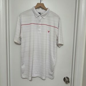 Callaway | Men's Opti-Dri White Red Stripe Accent Golf Polo Shirt, Size L